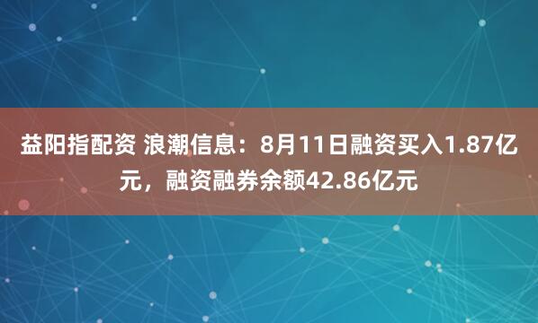 益阳指配资 浪潮信息：8月11日融资买入1.87亿元，融资融券余额42.86亿元